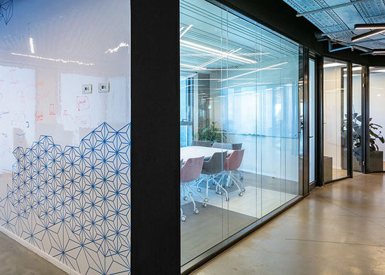 pre-fabricated Fast delivery glazed partition wall for commerial room indoor office temperature glass