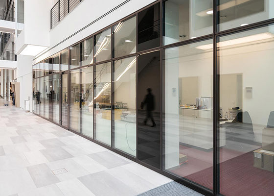 Aluminum Acoustic Office Partitions Framed Glass Partition Wall Customized