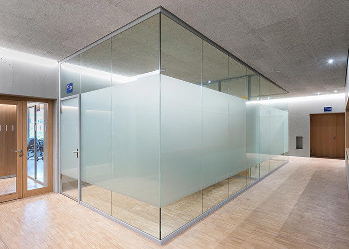Frameless Frosted Glass Partition Wall Customizable Size Aluminum Frame