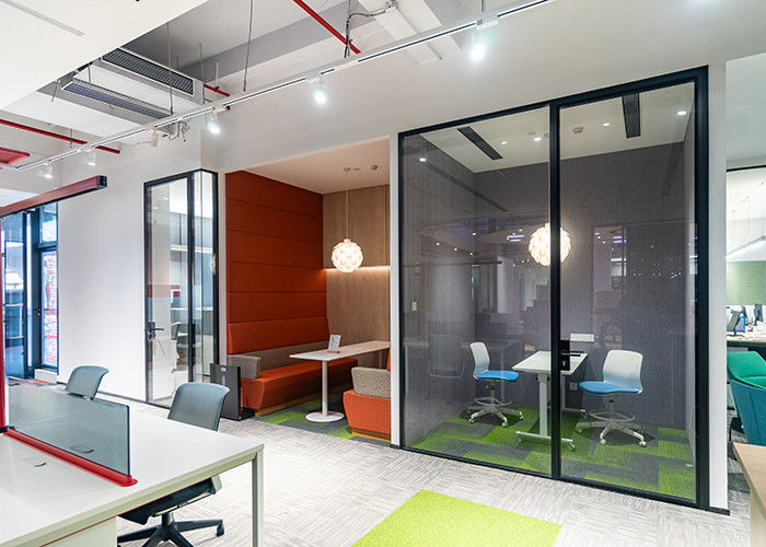 Modernism Framed Glass Partition Wall With Aluminum Frame Clear Tempered Glass For Office Division