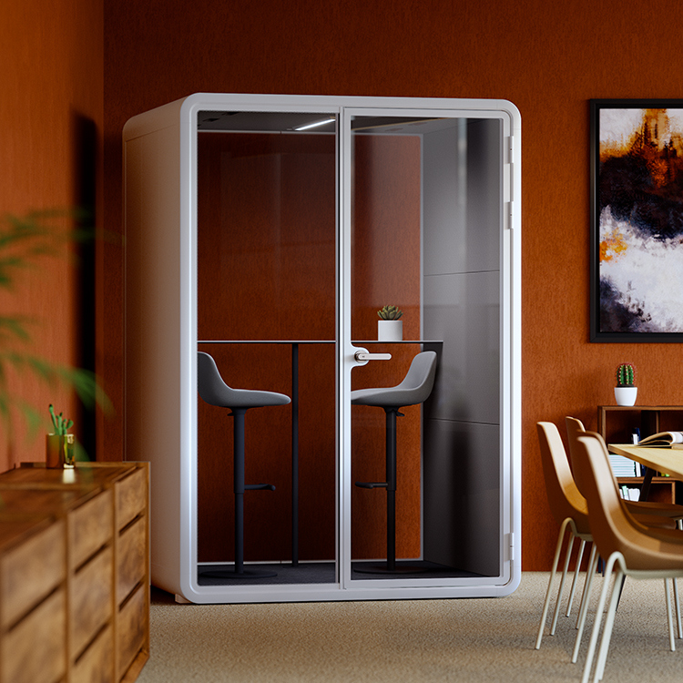 Medium Size Acoustic Silent Meeting Pod with 12V-USB for Double Private Workspaces